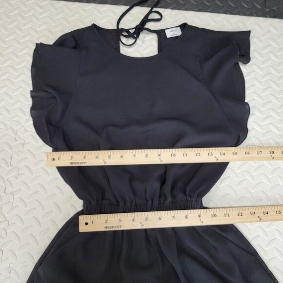 Aritzia‎ Wilfred Fleurette Romper Size XS Black Open Back Short Flutter Sleeves - Picture 8 of 13